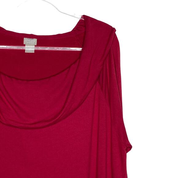 Chicos Zenergy Womens Size 4/XXL Red Cowl Neck Tunic Top Long Sleeve Chico's - Picture 3 of 9